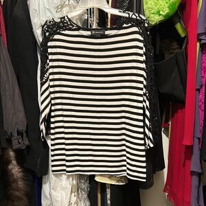 INC International Concepts Black and White Blouse